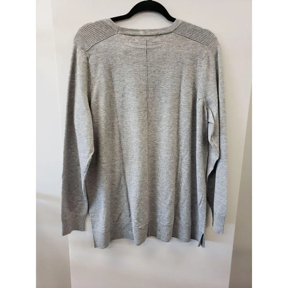 Gray Heather Plus-Size Soft Lightweight Sweater 0X‎ - Picture 3 of 6
